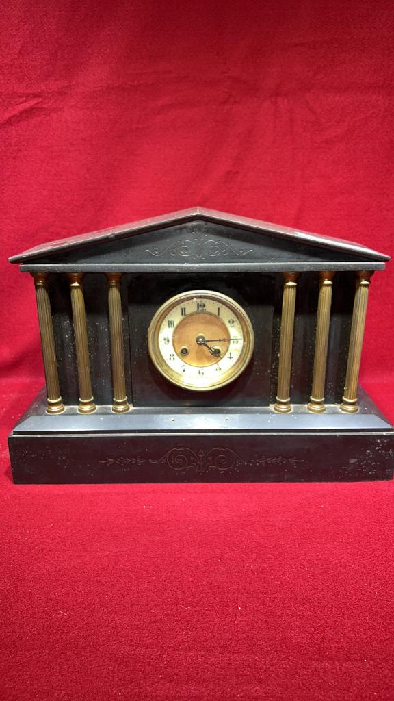 METAL MANTEL CLOCK: ~