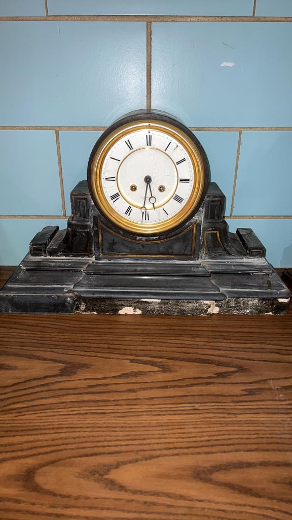 JE CALDWELL HEAVY SLATE MANTEL CLOCK (1 of 5)