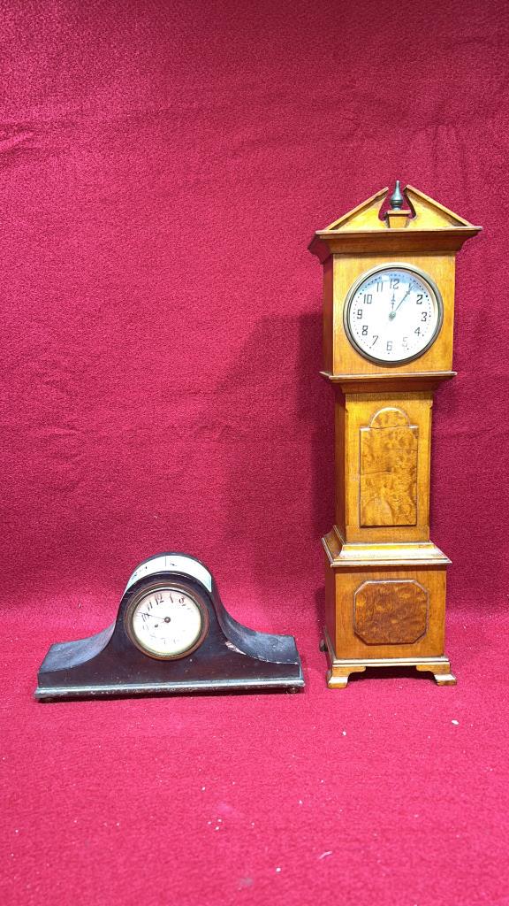 MINI GRANDFATHER CLOCK & SHELF CLOCK (1 of 3)