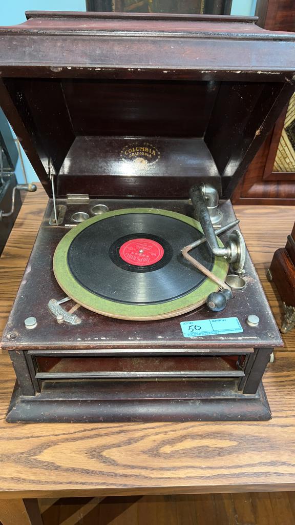 MAHOGANY TABLETOP VICTROLA (1 of 3)