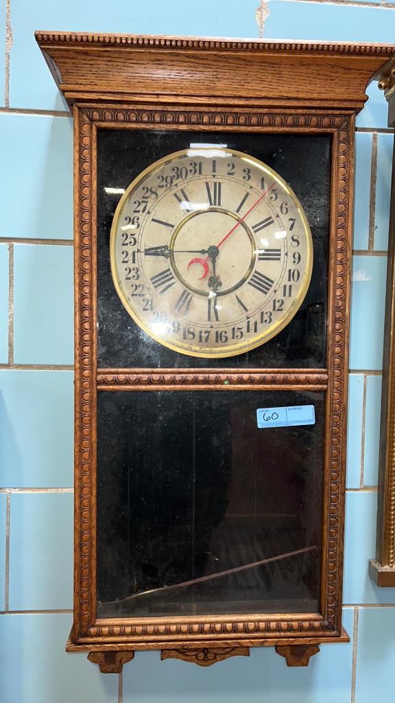 OAK CALENDAR WALL CLOCK (1 of 2)