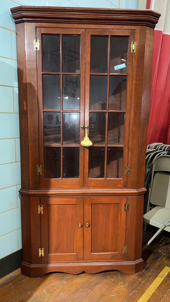 2 PC HANDMADE MAHOGANY CORNER CUPBOARD (1 of 3)