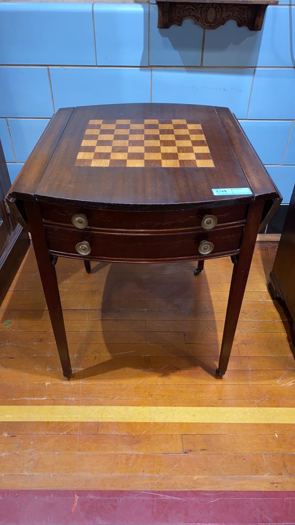 MAHOGANY GAME TABLE W/HIDDEN COMPARTMENT (1 of 7)