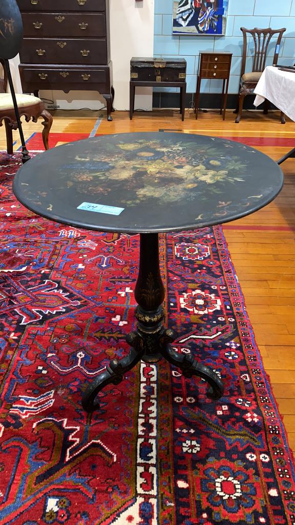 PAINT DECORATED SLATE TOP TABLE (1 of 4)