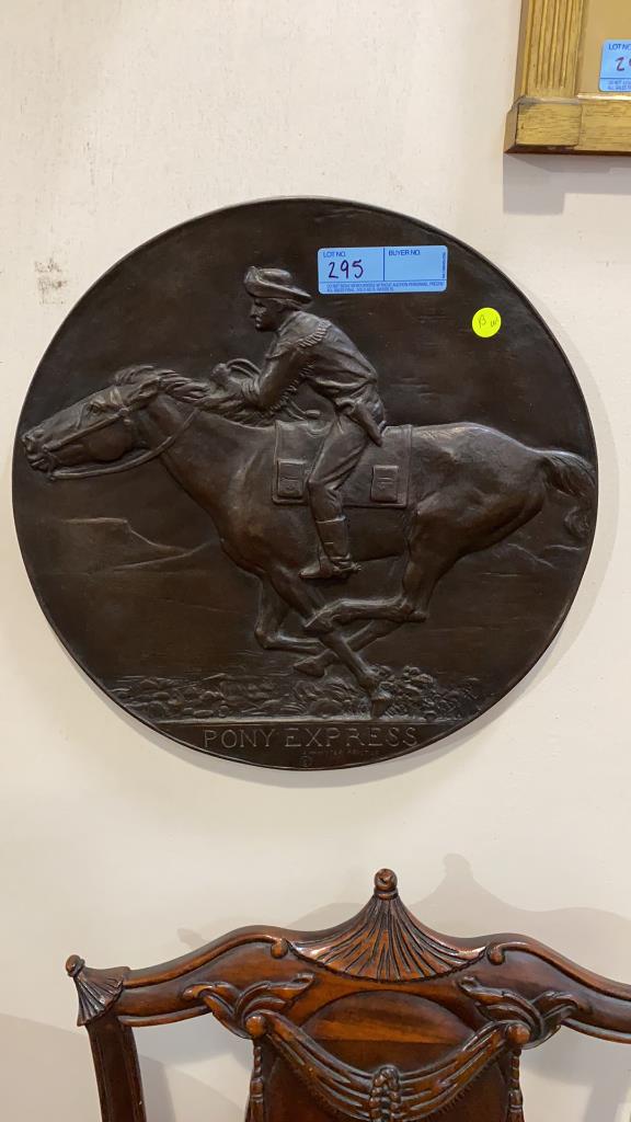 ALEXANDER P PROCTOR PONY EXPRESS BRONZE PLAQUE (1 of 5)