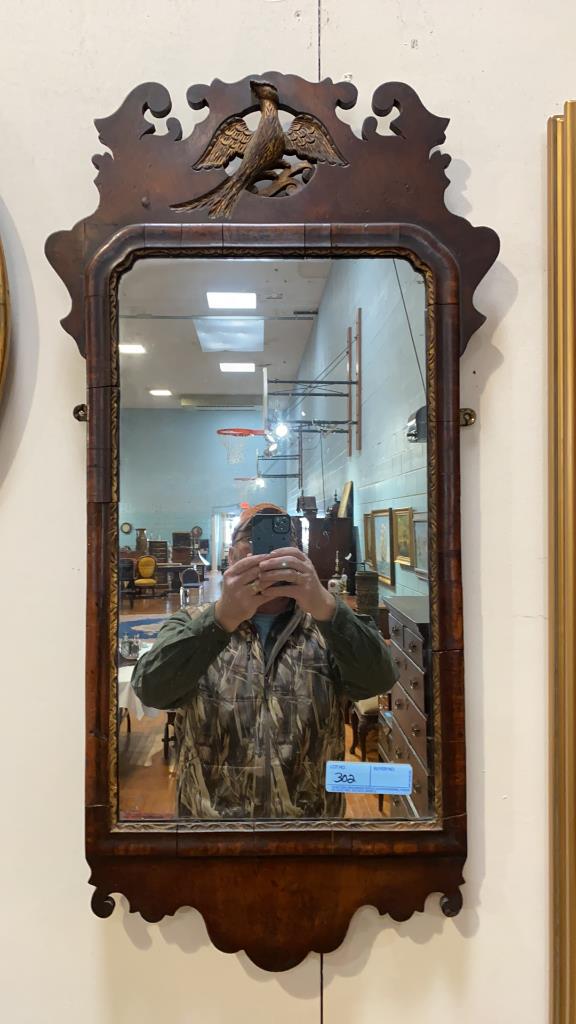 ANTIQUE QUEEN ANNE STYLE MIRROR (1 of 4)