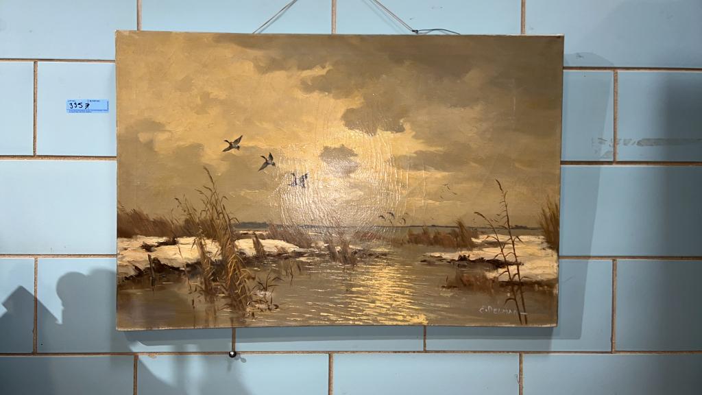 OIL PAINTING ON CANVAS SIGNED E. DELMAN (1 of 5)