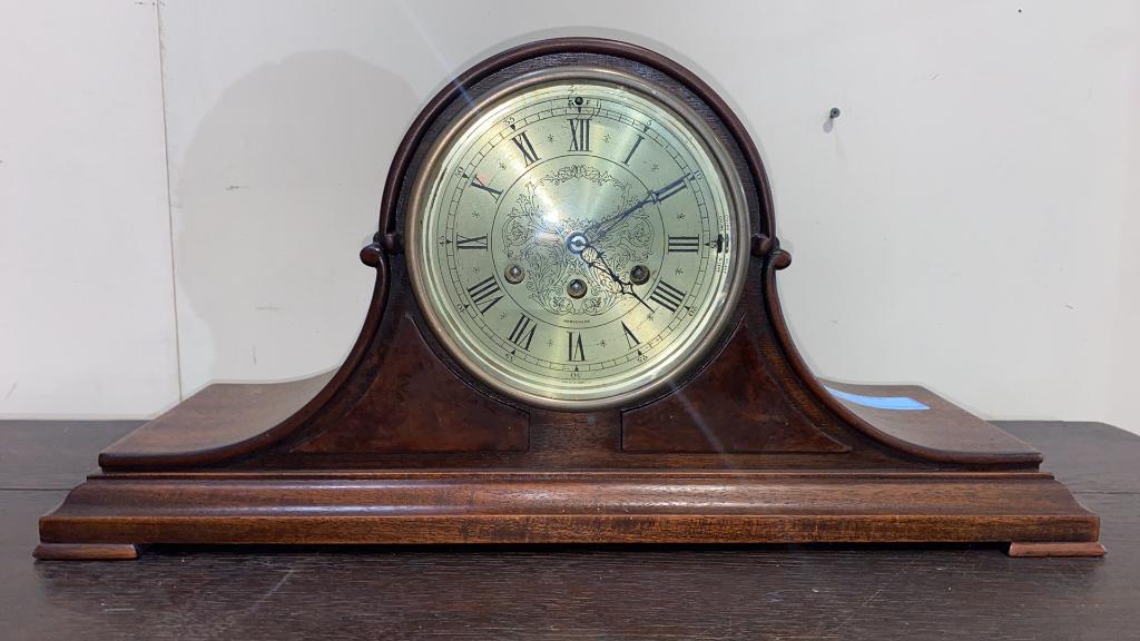 HERSHEDE CAMEL BACK MANTEL CLOCK: ~