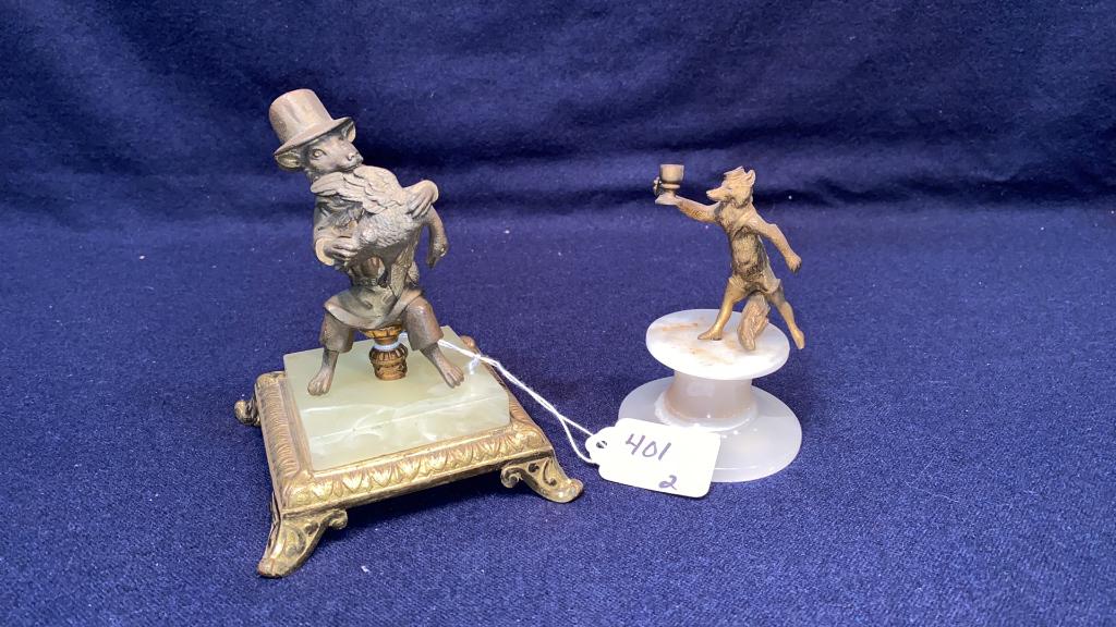 2 ANTIQUE BRONZE FOX FIGURES (1 of 6)