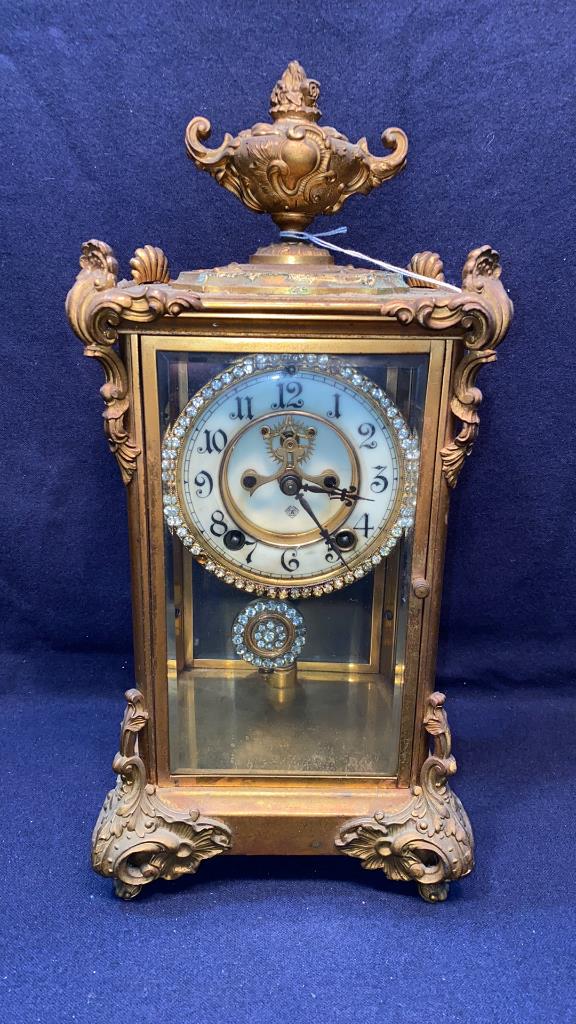 ANTIQUE ANSONIA DECORATED CARRIAGE CLOCK (1 of 6)