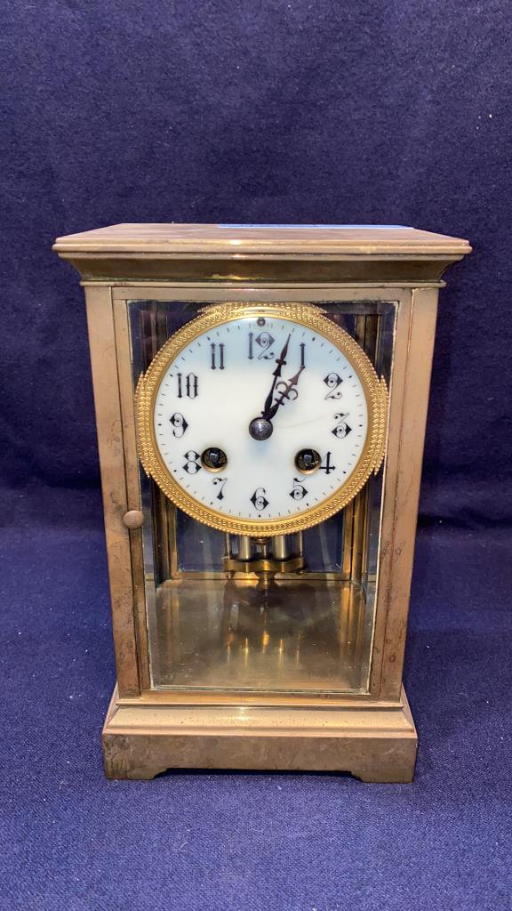 ANTIQUE BRASS & GLASS CARRIAGE CLOCK (1 of 4)