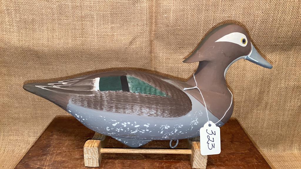 STEVEN R. LAY WOOD DUCK HEN DECOY: ~