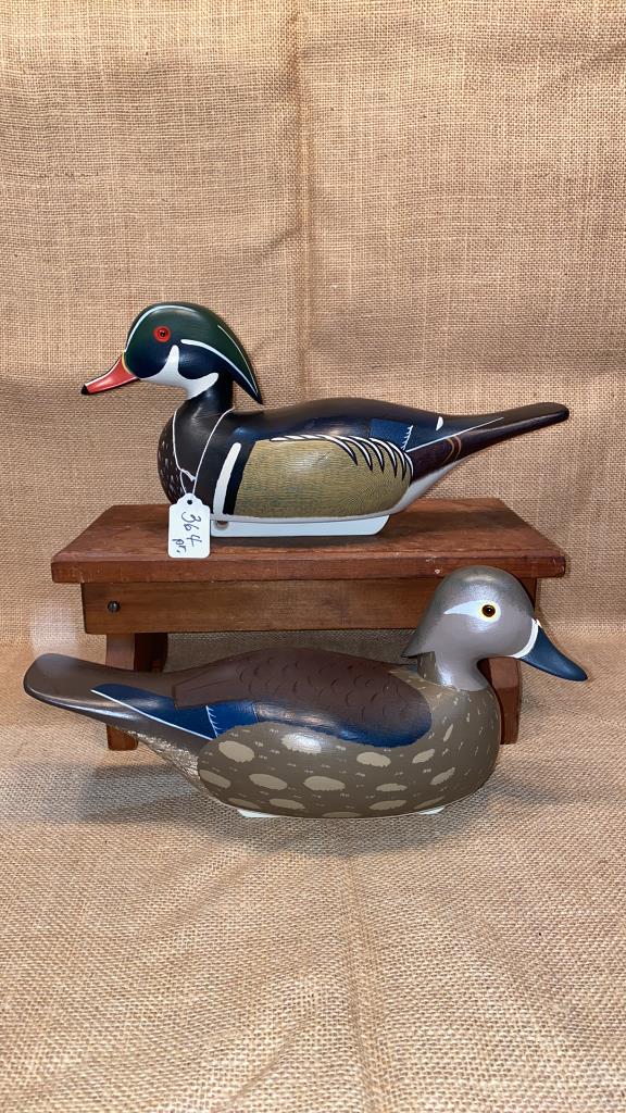PAIR BRYAN BODT WOOD DUCK DECOYS: ~