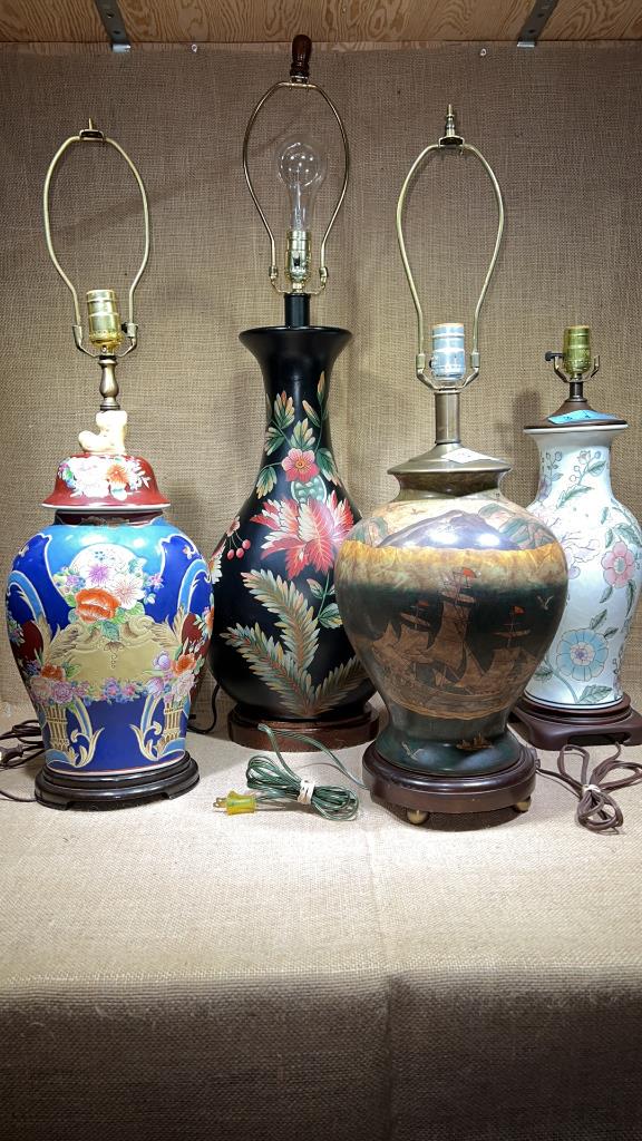 4 LARGE ASIAN STYLE LAMPS (1 of 6)