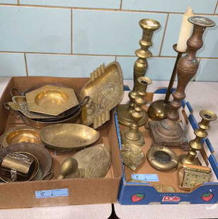 2 LARGE BOXES VARIOUS BRASS: ~