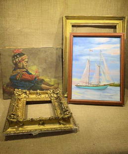 PAINTINGS & FRAMES LOT: ~