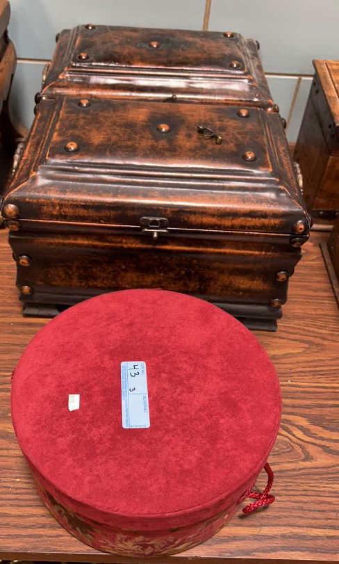 2 DECORATIVE BOXES & HAT BOX: ~