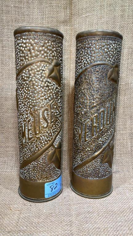 2 TRENCH ART BRASS SHELLS (1 of 5)