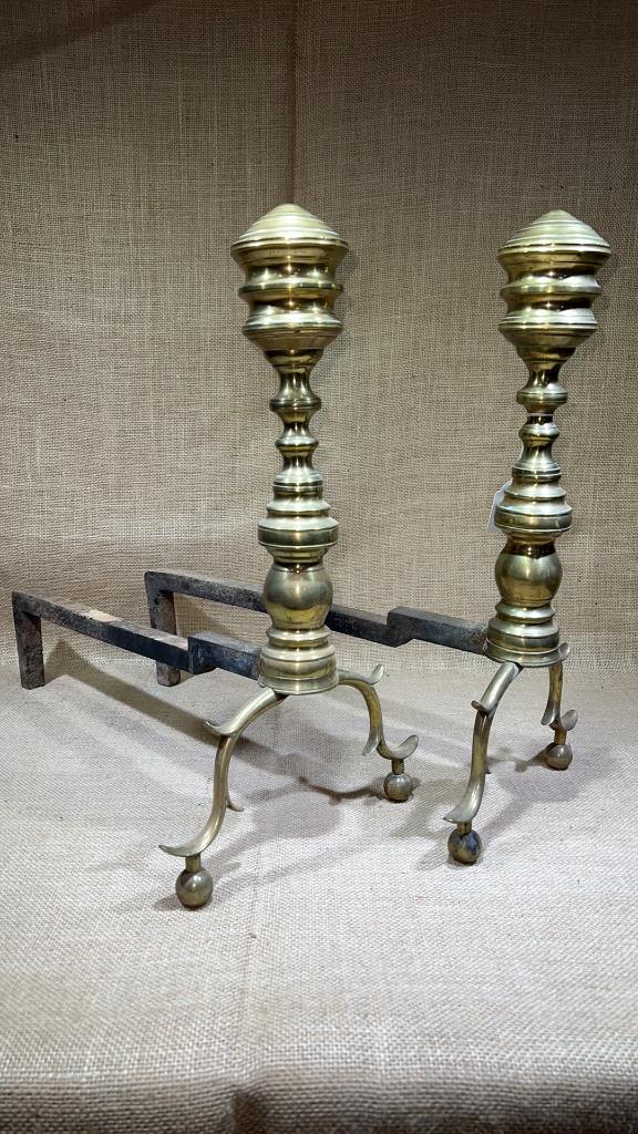PR TALL BRASS ANDIRONS (1 of 2)