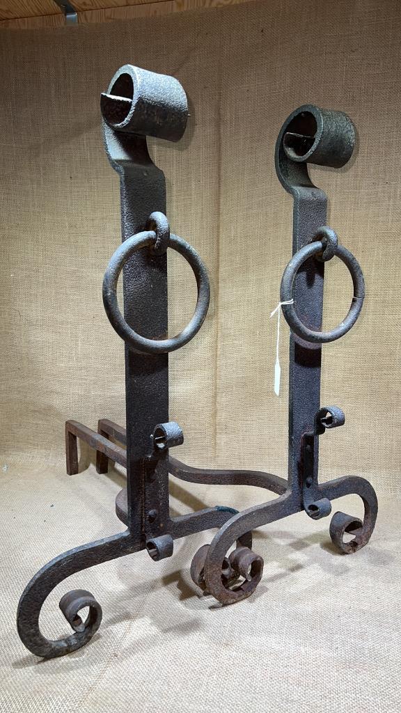 PR WROUGHT IRON ANDIRONS (1 of 2)