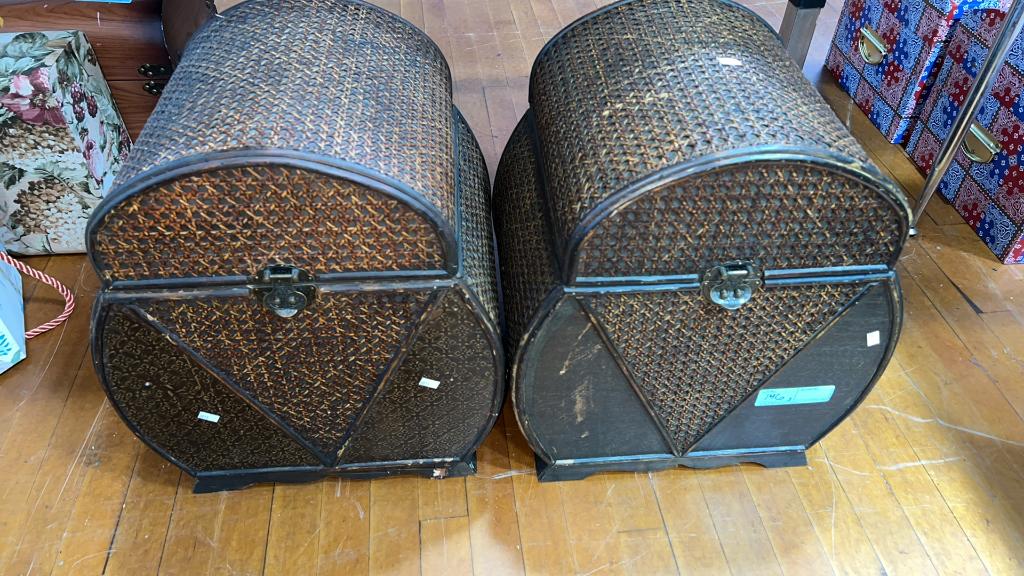 2 WICKER STYLE BOXES: ~