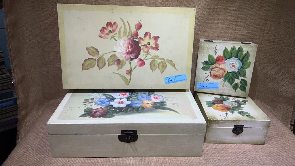 4 DECORATED PAINTED BOXES: ~