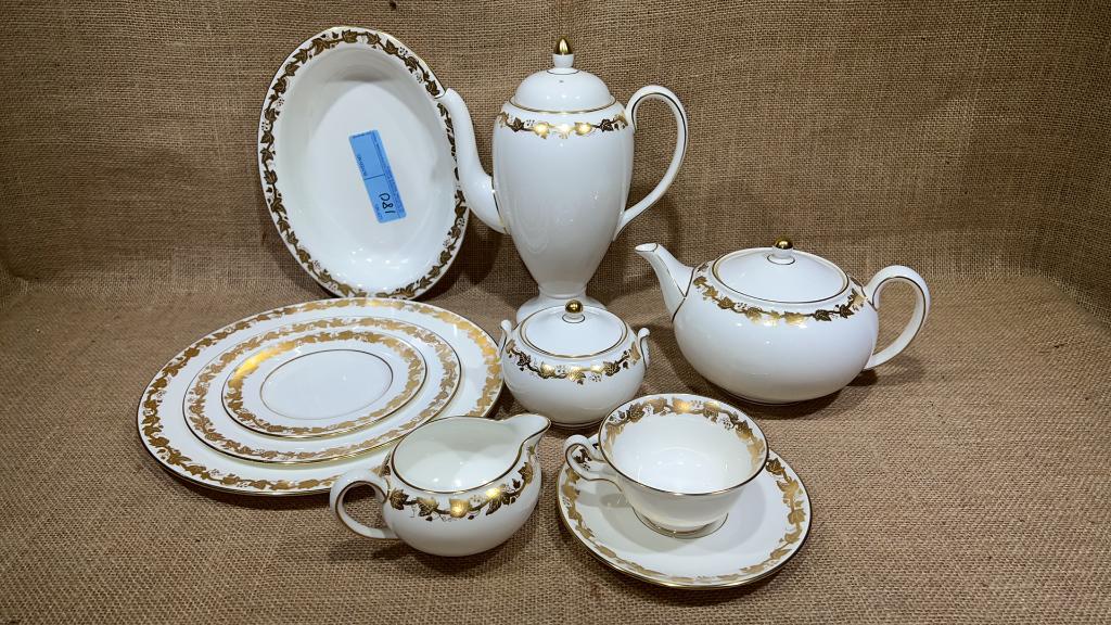 SET OF GOLD/WHITE WEDGWOOD CHINA: ~