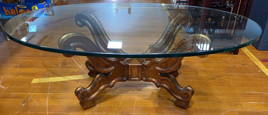 DECORATED GLASS TOP COFFEE TABLE (1 of 4)