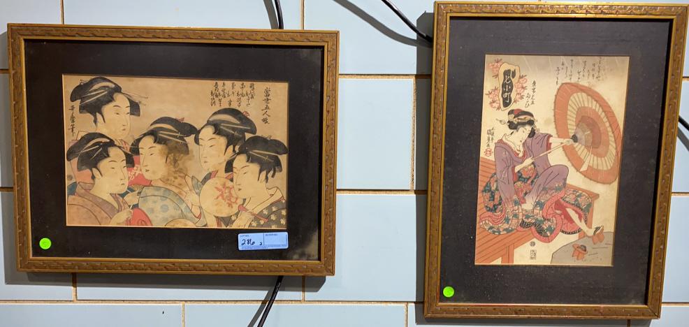 2 ORIENTAL WOOD BLOCK PRINTS (1 of 7)