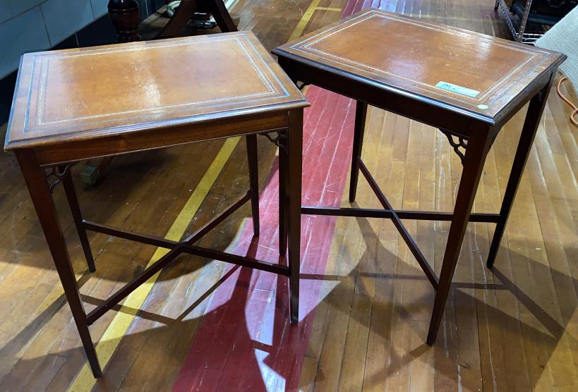 PR MAHOGANY LEATHER TOP TABLES (1 of 5)