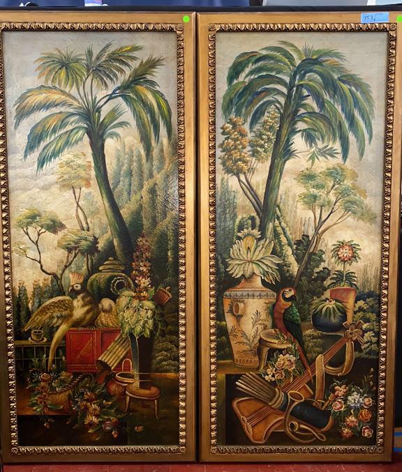 LARGE PAIR OF BIRD PAINTINGS ON BOARD (1 of 6)