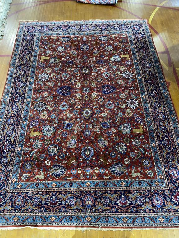ANTIQUE ORIENTAL ROOM SIZE RUG W/ ANIMALS (1 of 8)