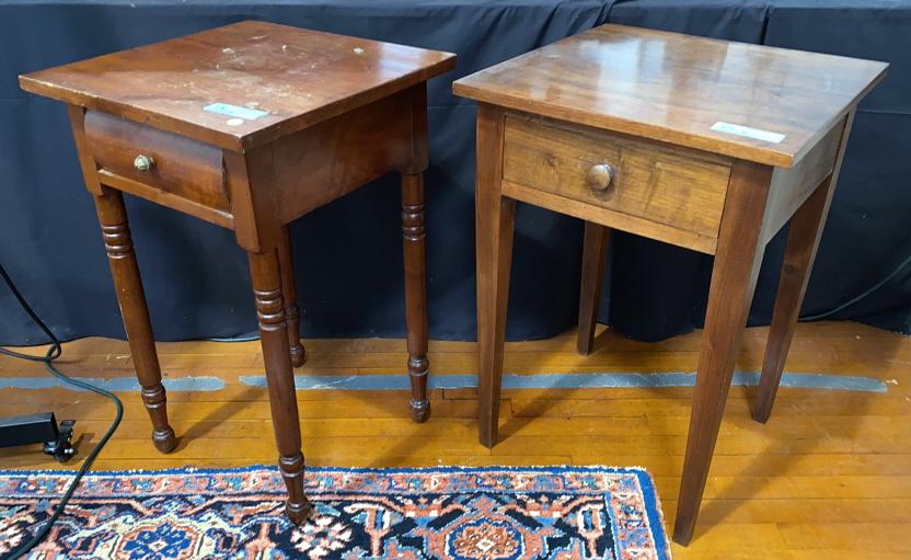 ANTIQUE 1 DRAWER STAND & HANDMADE STAND (1 of 4)