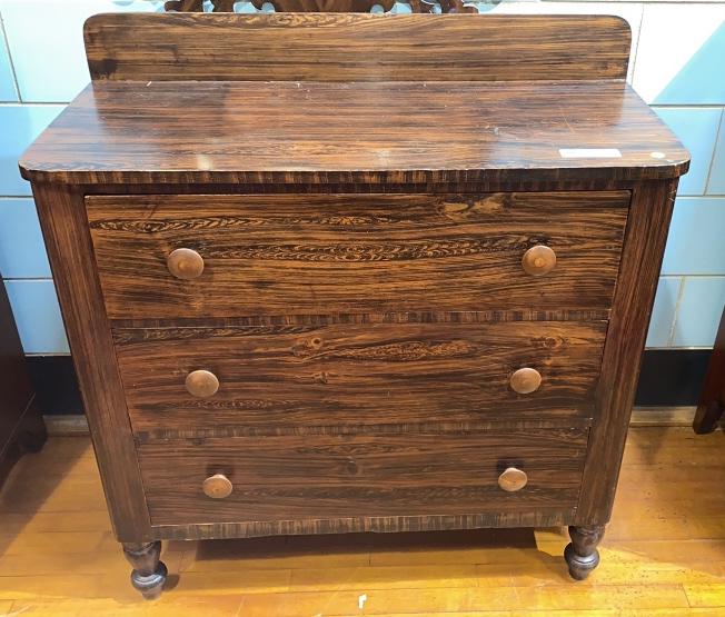 GRAIN PAINTED 3 DRAWER CHEST: ~