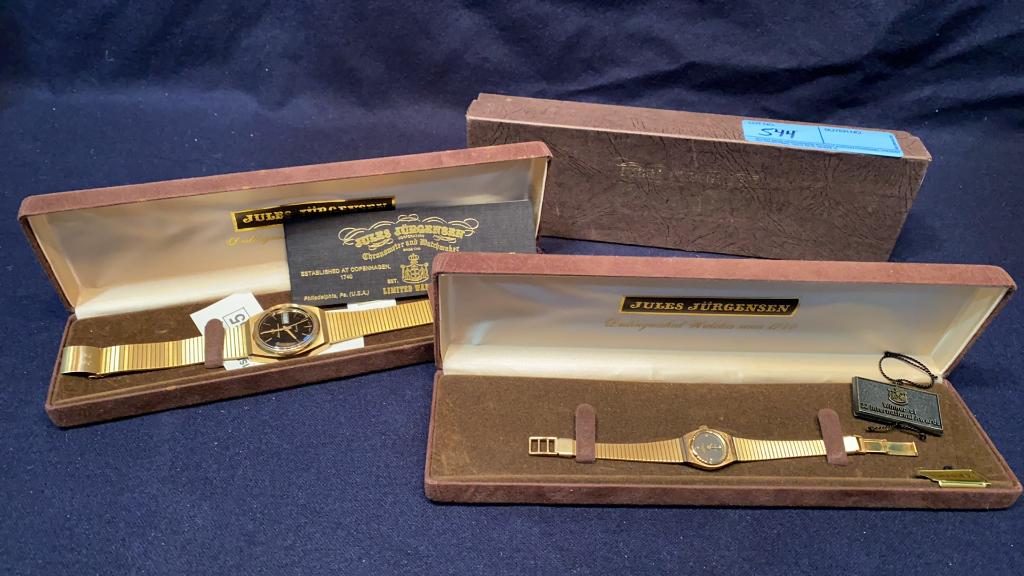 LADIES & GENTLEMENS JULES JURGENSEN WATCHES: 2 WATCHES IN ORIGINAL BOXES