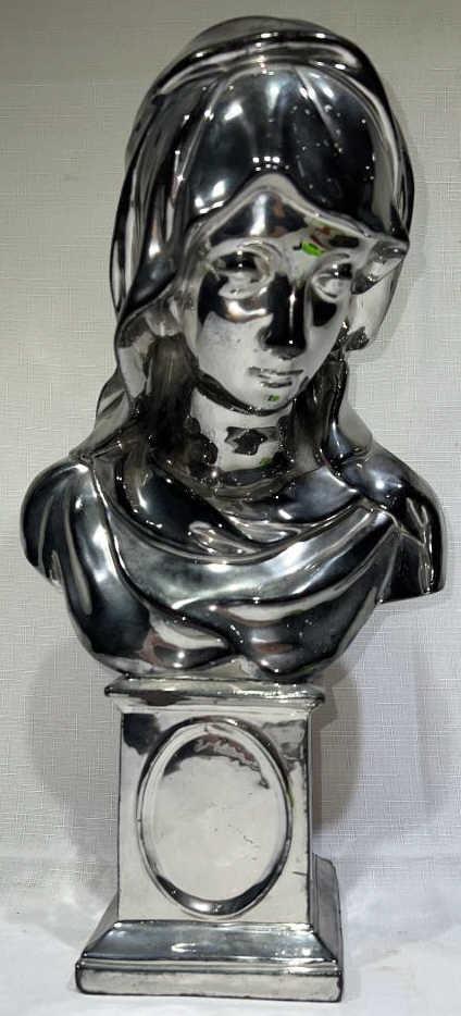 LARGE SILVER LUSTER BUST OF MADONNA (1 of 5)