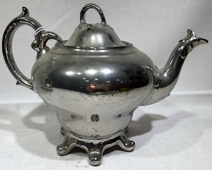 LARGE SILVER LUSTER PITCHER & TEAPOT (1 of 2)