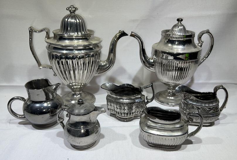 2 SILVER LUSTER TEAPOTS & CREAMERS (1 of 3)