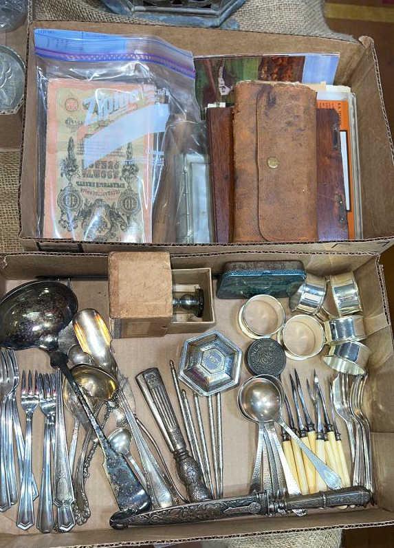 LOT SILVER PLATED SERVING PIECES, COINS, (1 of 9)