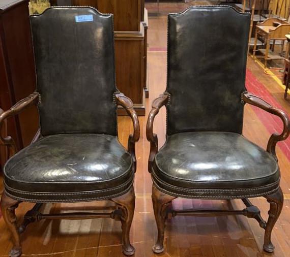 PR CENTURY LEATHER OPEN ARM CHAIRS (1 of 8)