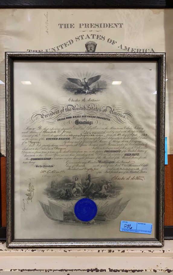 CHESTER A ARTHUR SIGNED PRESIDENTIAL MILITARY NOMI (1 of 5)