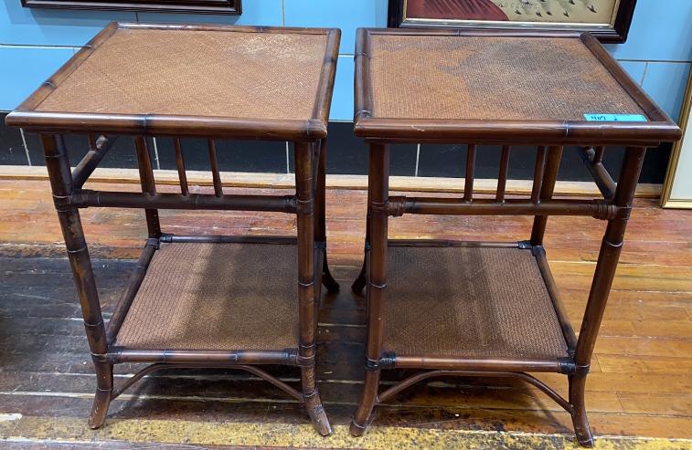 2 POTTERY BARN RATTAN SIDE TABLES (1 of 4)