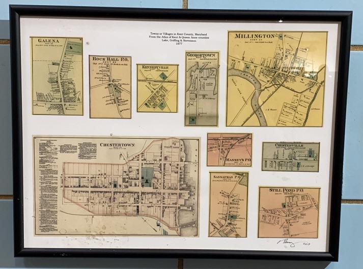FRAMED KENT COUNTY MD TOWN MAPS FROM ATLAS (1 of 5)