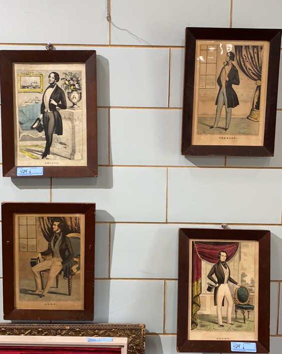 4 ANTIQUE PRINTS OF GENTLEMEN - "THE BEATLES?": GEORGE, JOHN, CHARLES, HENRY