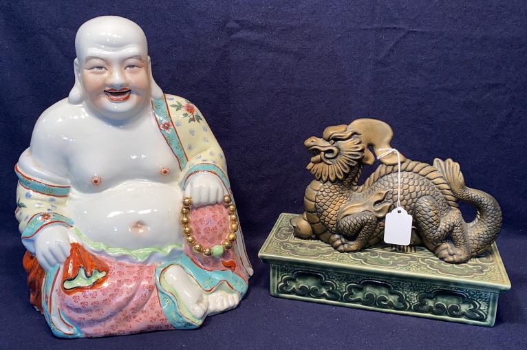 ORIENTAL PORCELAIN BUDDHA & DRAGON BOX (1 of 5)