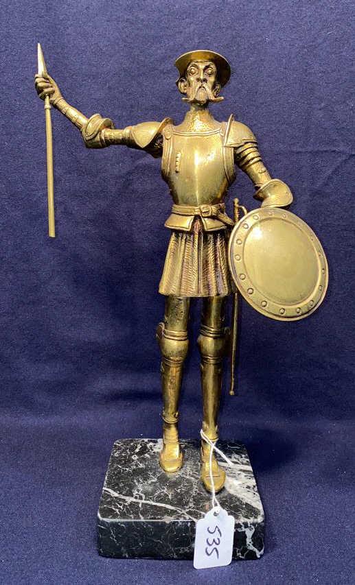 BRONZE FIGURE ON MARBLE BASE OF DON QUIXOTE (1 of 4)
