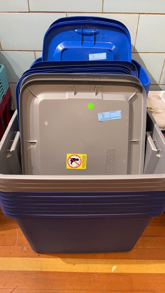 2 STACKS PLASTIC STORAGE TOTES / BINS (1 of 2)