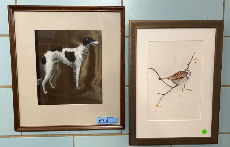 M. GEOGHAN WATERCOLOR & LA FORET PAINTING ON SILK (1 of 5)