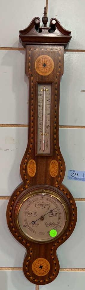 INLAID MAHOGANY SELSI WALL BAROMETER (1 of 4)