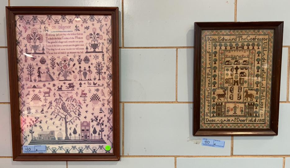 1912 FRAMED SAMPLER & FRAMED PRINT: ~